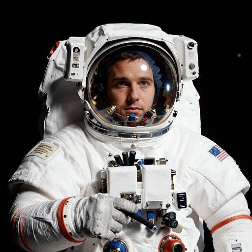 Concentrated Astronaut in Dark Space