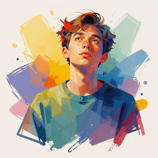 Vibrant Abstract Young Man Portrait