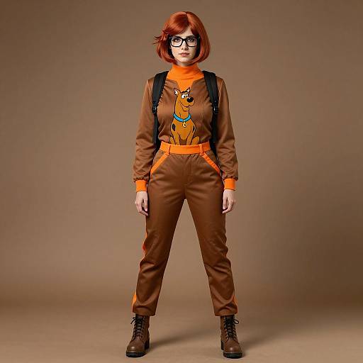 Woman in Velma Cosplay Outfit