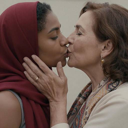 Intimate Kiss Between Diverse Women