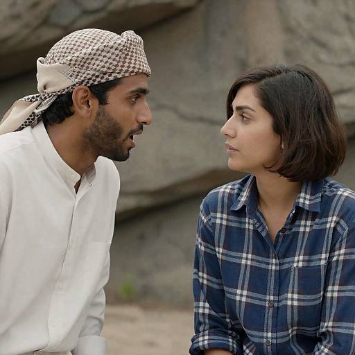 Intense Outdoor Conversation Between Two People