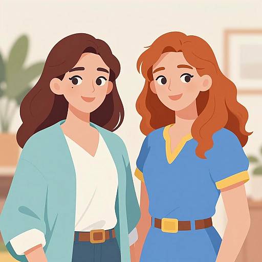 Cheerful Women with Red Hair Illustration