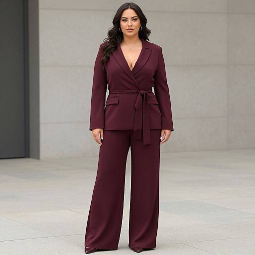 Chic Burgundy Plus-Size Pantsuit