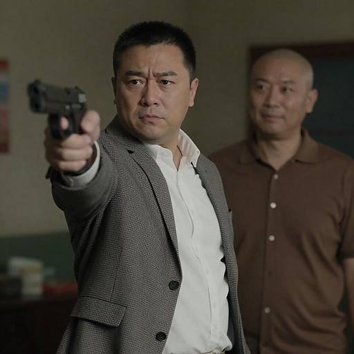 Dimly Lit Standoff Between Two Men