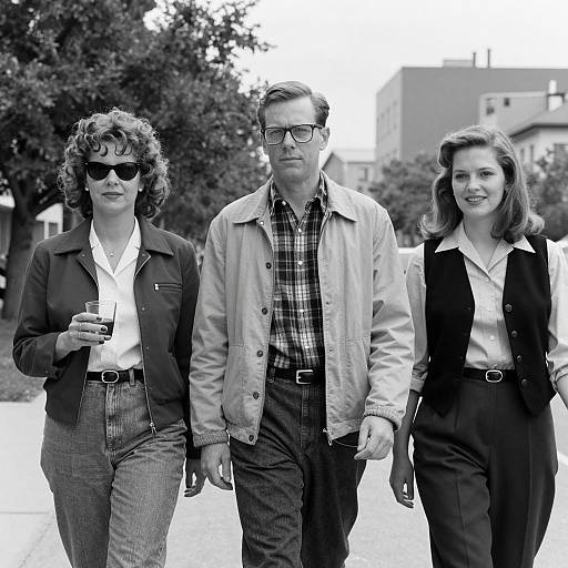 Black and White Group Walking Outdoors