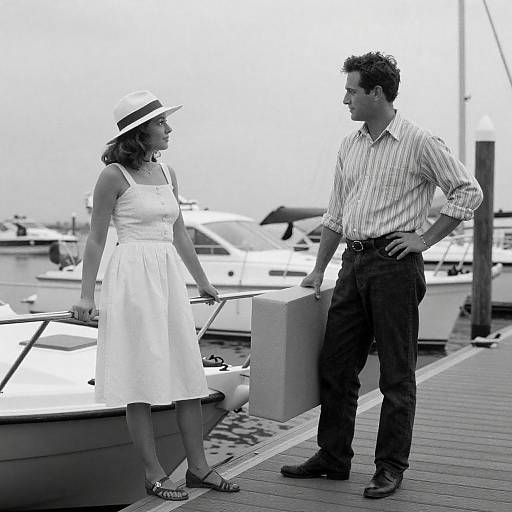 Dockside Encounter: Striped Shirt, White Dress