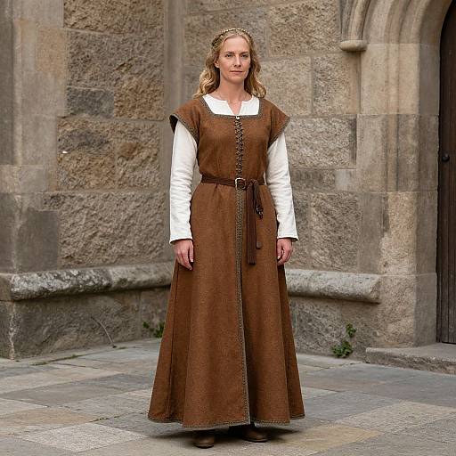 Medieval Peasant Woman in Traditional Dress