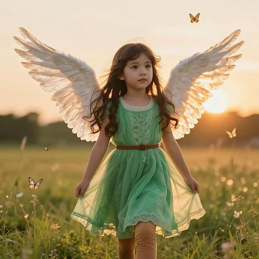 Ethereal Girl with Glowing Angel Wings