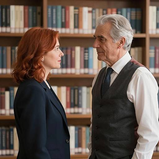 Intimate Conversation in a Cozy Library