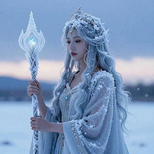 Serene Snow Deity Goddess