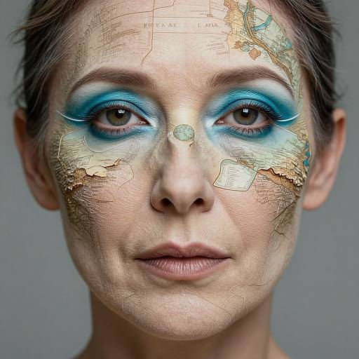 Ethereal Woman with Map-Like Features