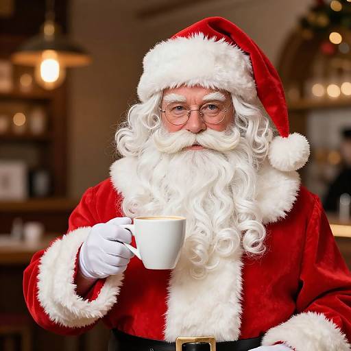 Realistic Santa Claus with Coffee