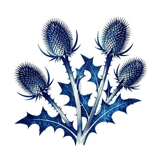 Cyanotype Thistles with Art Nouveau Flair