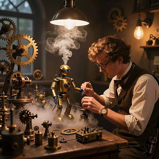 Cozy Steampunk Workshop with Tinkerer
