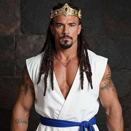 Regal Muscular Man with Tattoos