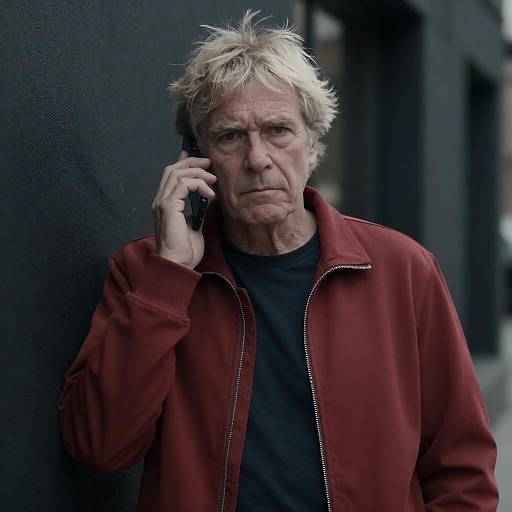 Serious Older Man Talking on Phone Outdoors