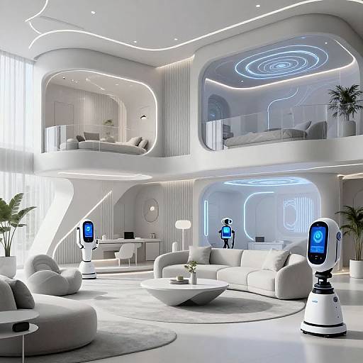 Futuristic Monochrome Smart Home Interior