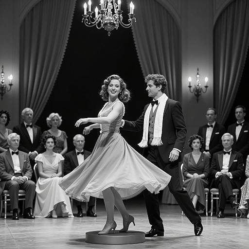 Dramatic Stage Performance in Black and White