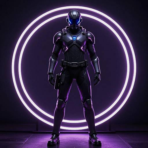 Futuristic Cyber Warrior in Neon Glare