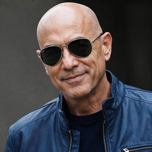 Confident Bald Man in Aviator Sunglasses
