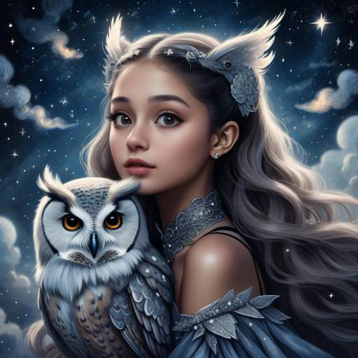 Fantasy Moon Goddess with Owl