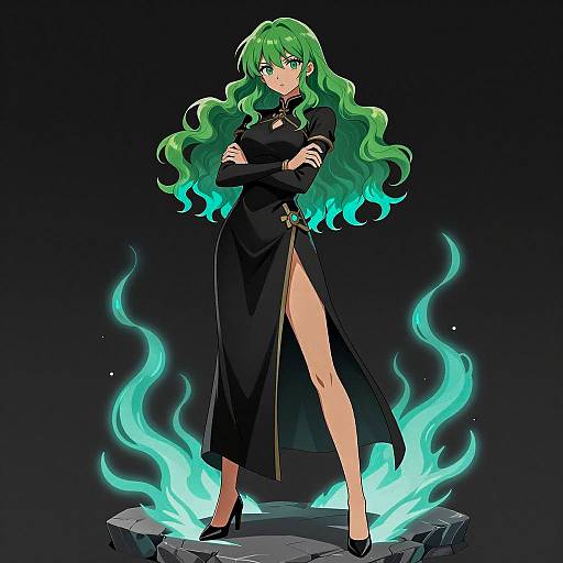 Anime Character in Stylish Dark Setting