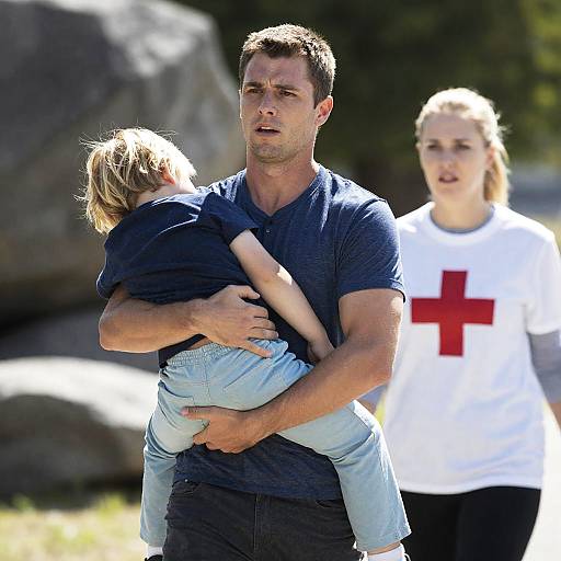 Intense Outdoor Scene with Concerned Man