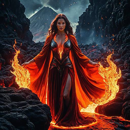 Volcanic Goddess in Fiery Eruption