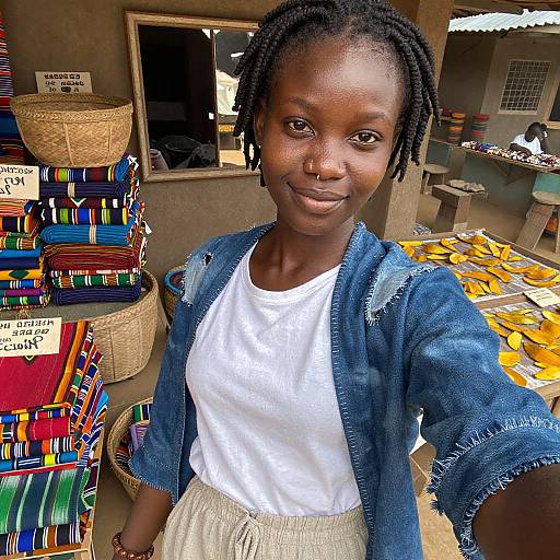 Sunlit Ghanaian Artisan Market Selfie
