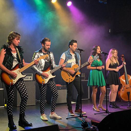 Dynamic Rock Band Performance on Stage