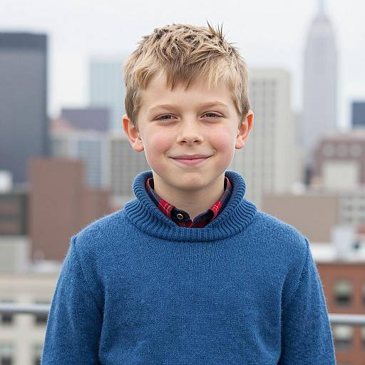Portrait of a Young Boy in City