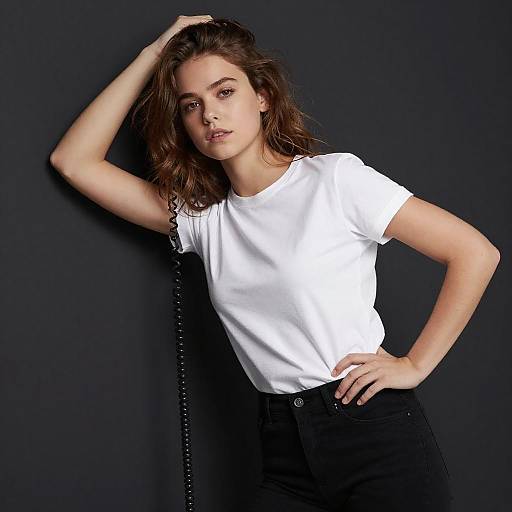 Confident Young Woman Leaning Pose