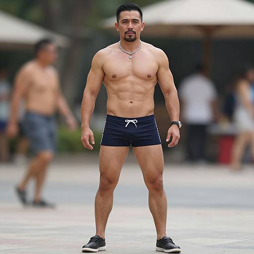 Muscular Mature Male in Fashion Shorts