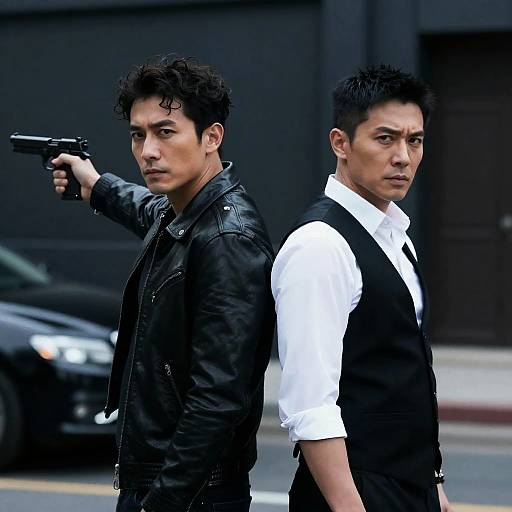 Intense Duo Aiming in Urban Setting