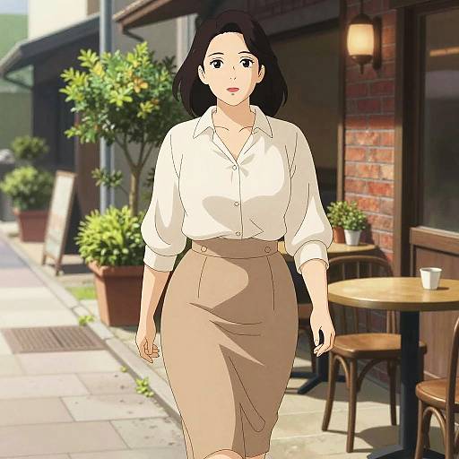 Chic Woman in Old Town Scene