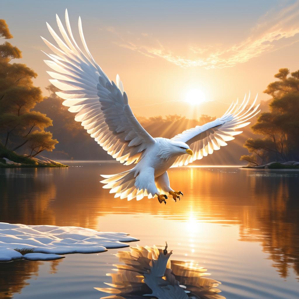 Majestic White Eagle at Sunset