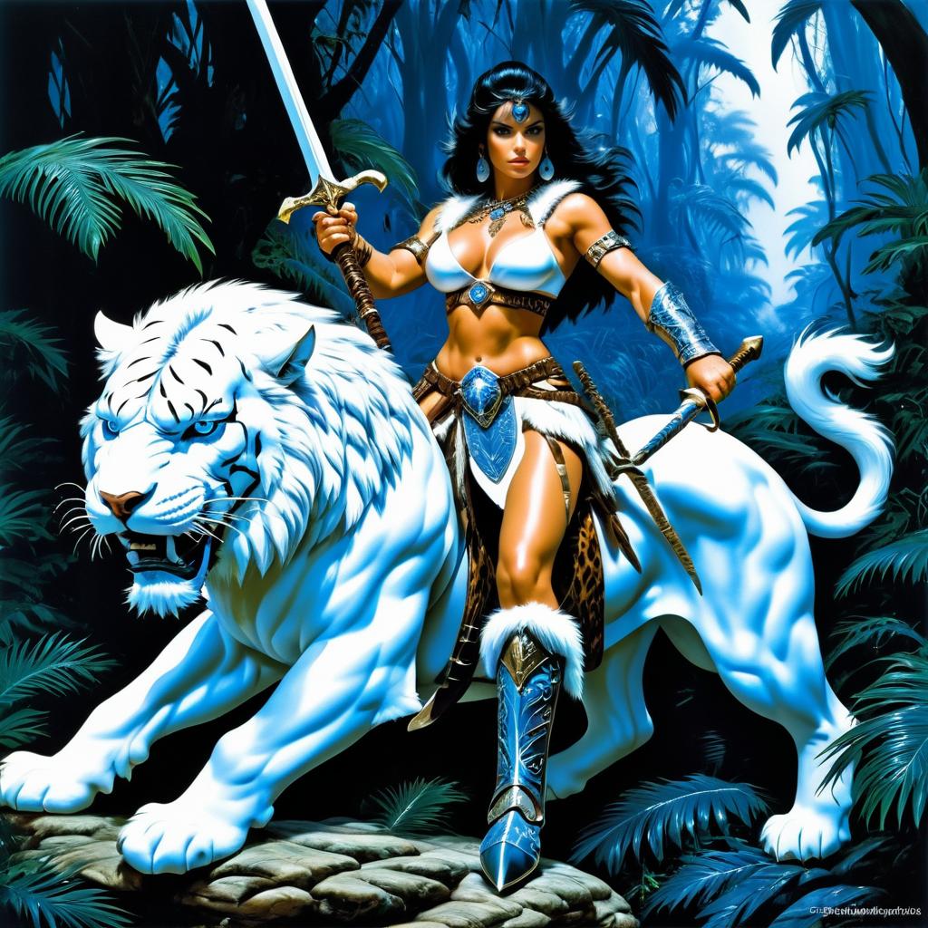 Exotic Fantasy: Barbarian on White Tiger