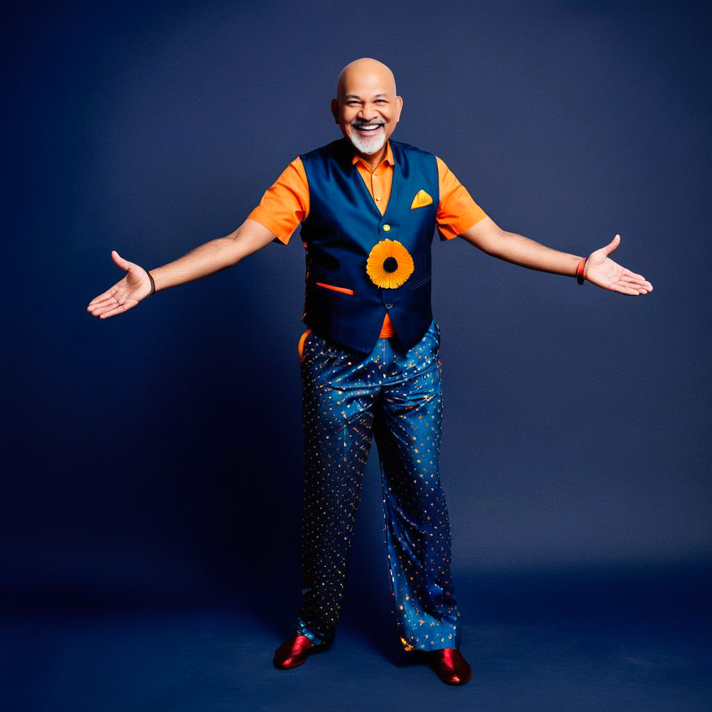 Cheerful Older Man in Festive Costume