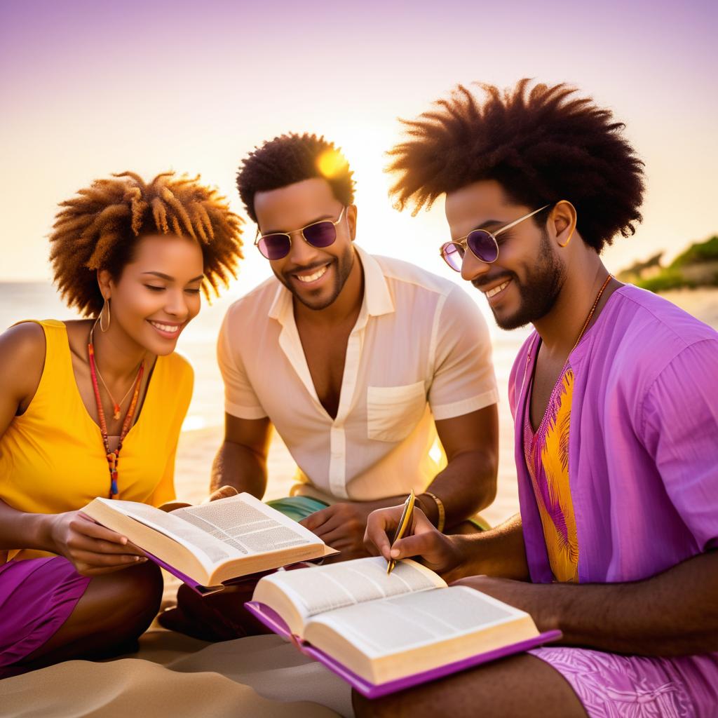 Vibrant Beach Bible Study at Golden Hour