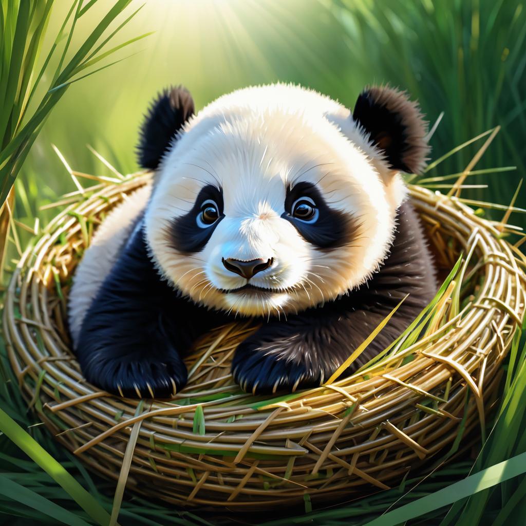 Cozy Baby Panda in Gentle Morning Light