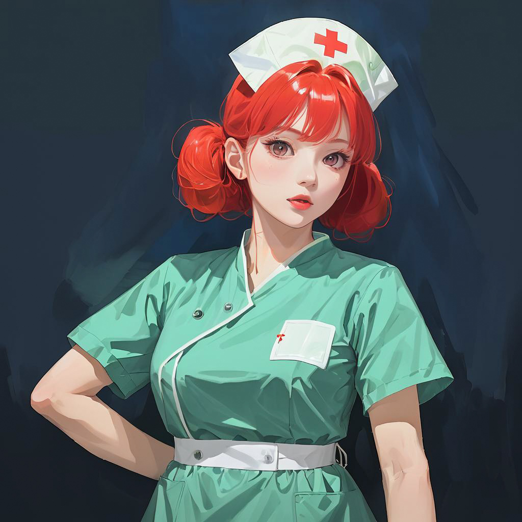 Ghibli-Style Caregiver in Hospital Scene