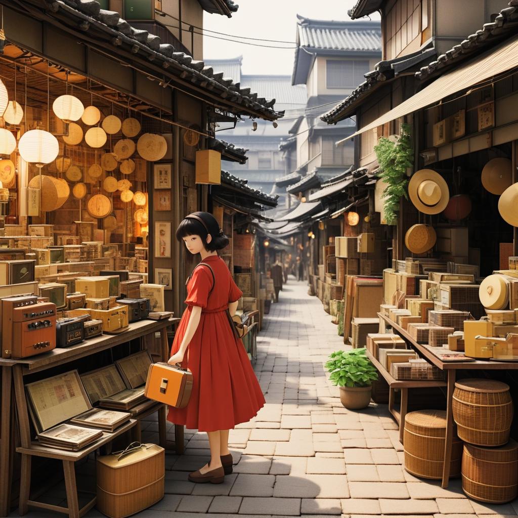 Nostalgic Musician in Vintage Marketplace