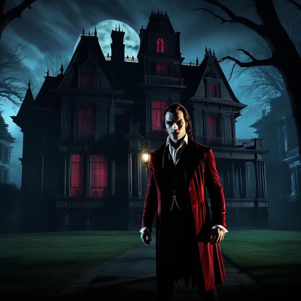 Chilling Vampire Lurks in Dark Mansion