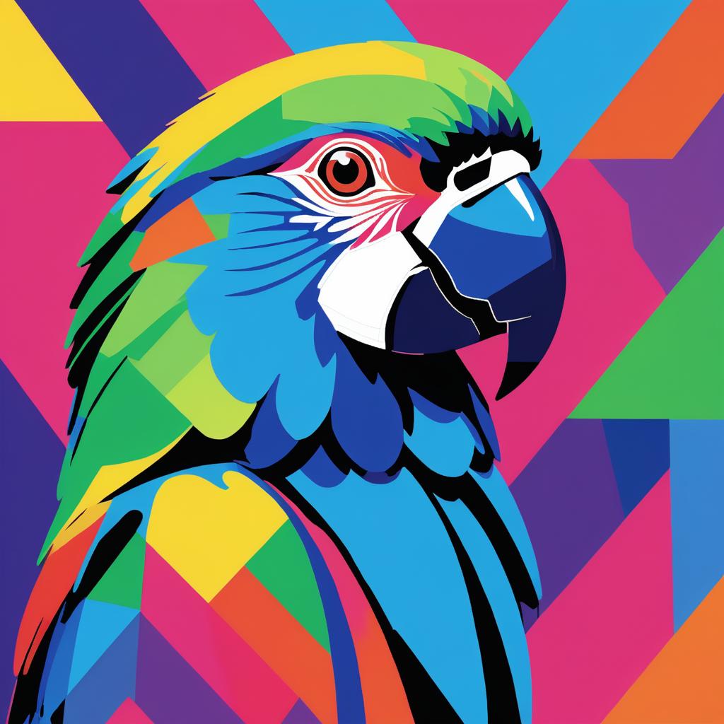 Vibrant Parrot in Warhol Style Art