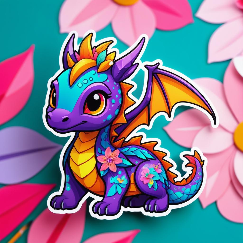 Vibrant Kawaii Dragon Sticker Design