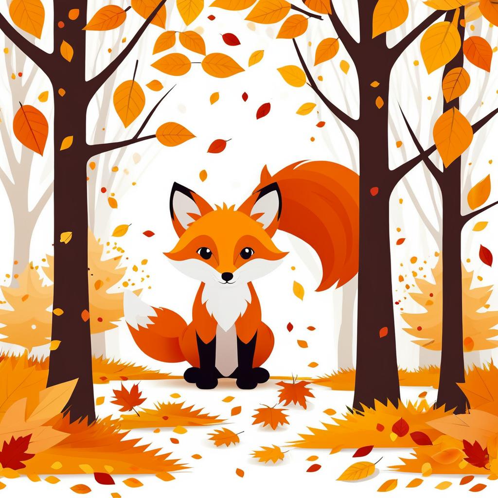 Playful Fox Hiding in Autumn Colors