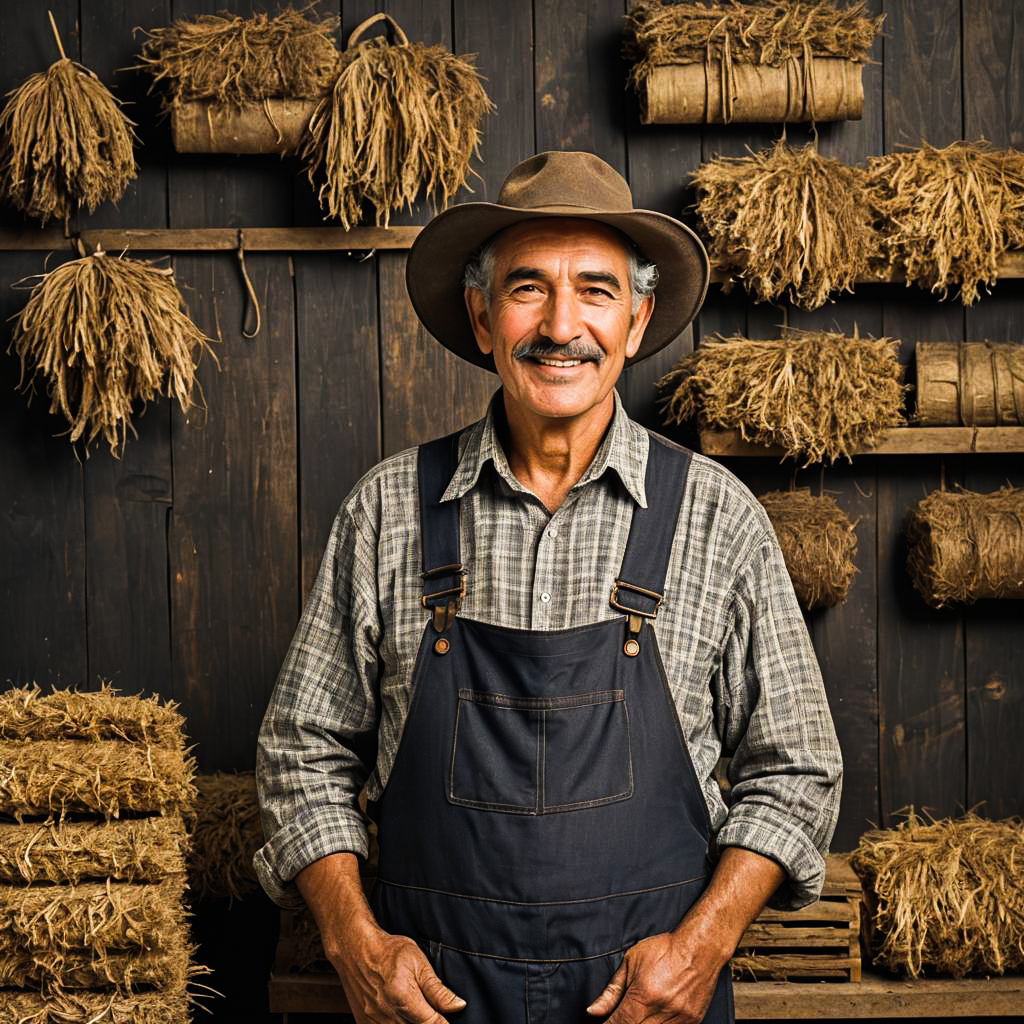 Charming Old Farmer in Rustic Setting