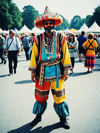 Man in Vibrant Festival Costume