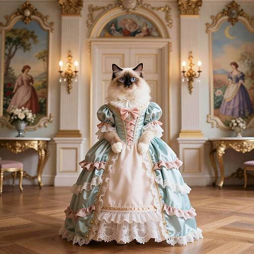 Victorian Ragdoll Cat in Wes Anderson Style