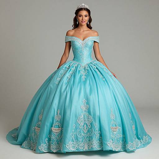 Elegant Turquoise Quinceañera Gown